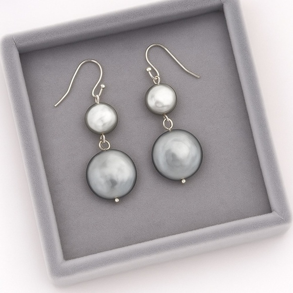 Premier Designs PEBBLE BEACH 2" Drop Fishhook Earrings Like New #098